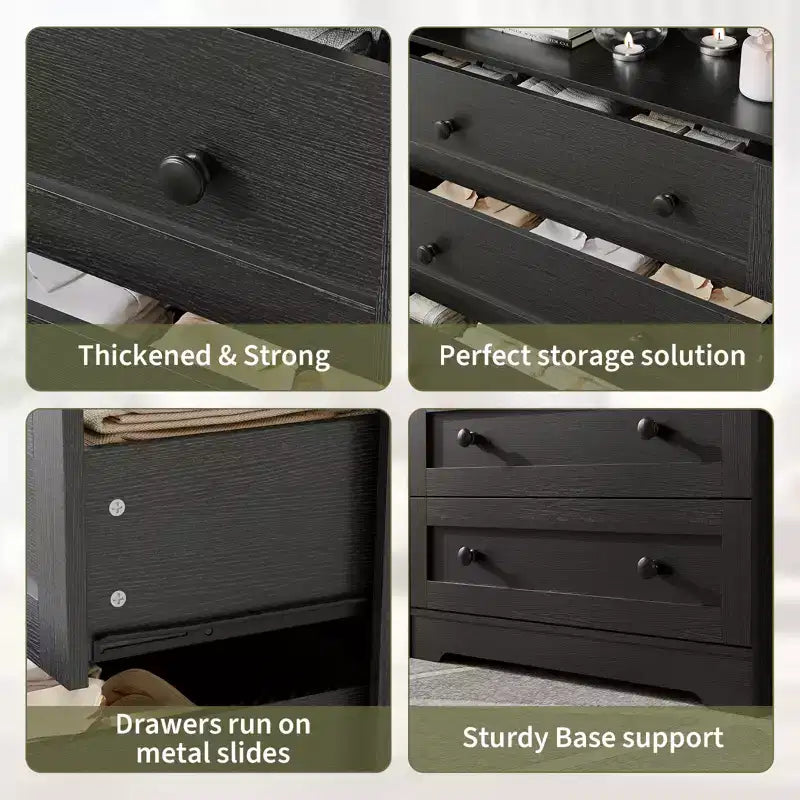 Commode étroite moderne à 4 tiroirs avec ports USB, armoire de rangement en bois pour chambre à coucher et placard, commode compacte.