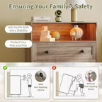 Commode 3 tiroirs avec station de charge, commode en bois moderne pour chambre à coucher, organisateur de rangement compact pour placard, salon et couloir
