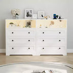 Commode 3 tiroirs avec station de charge, commode en bois moderne pour chambre à coucher, organisateur de rangement compact pour placard, salon et couloir