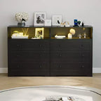 Commode 3 tiroirs avec station de charge, commode en bois moderne pour chambre à coucher, organisateur de rangement compact pour placard, salon et couloir