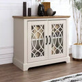 Galano 2-Door Accent Cabinet with Acrylic Panels in Ivory & Knotty Oak 32.4 W x 15.7 D x 29.3 H