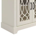 Meuble d'appoint 2 portes Galano avec panneaux en acrylique, couleur ivoire et chêne noueux, 32,4 po larg. x 15,7 po prof. x 29,3 po haut.