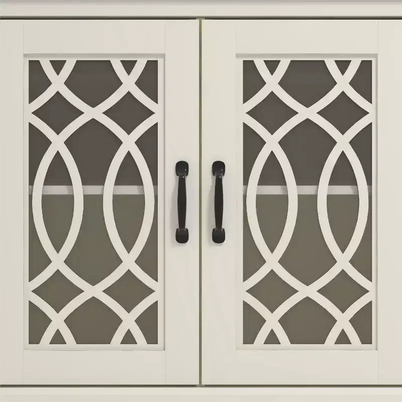 Meuble d'appoint 2 portes Galano avec panneaux en acrylique, couleur ivoire et chêne noueux, 32,4 po larg. x 15,7 po prof. x 29,3 po haut.