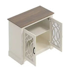 Meuble d'appoint 2 portes Galano avec panneaux en acrylique, couleur ivoire et chêne noueux, 32,4 po larg. x 15,7 po prof. x 29,3 po haut.