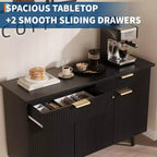 47 Buffet de rangement, armoire de garde-manger avec tiroirs et étagère réglable, table basse en bois pour cuisine, salon, salle à manger