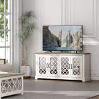 Meuble TV Galano 4 portes avec miroir et rangement dissimulé 59,6 L 15,7 P 29,3 H