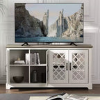 Meuble TV Galano 4 portes avec miroir et rangement dissimulé 59,6 L 15,7 P 29,3 H