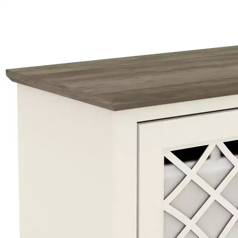 Meuble TV Galano 4 portes avec miroir et rangement dissimulé 59,6 L 15,7 P 29,3 H