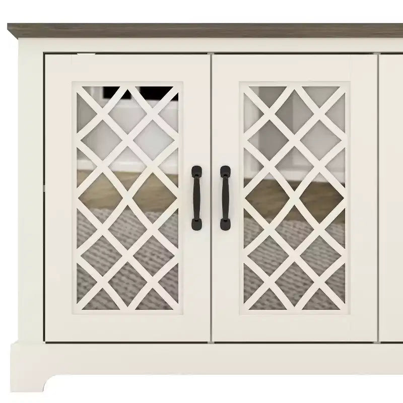 Meuble TV Galano 4 portes avec miroir et rangement dissimulé 59,6 L 15,7 P 29,3 H