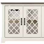 Meuble TV Galano 4 portes avec miroir et rangement dissimulé 59,6 L 15,7 P 29,3 H