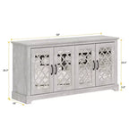 Meuble TV Galano 4 portes avec miroir et rangement dissimulé 59,6 L 15,7 P 29,3 H