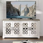 Meuble TV Galano 4 portes avec miroir et rangement dissimulé 59,6 L 15,7 P 29,3 H