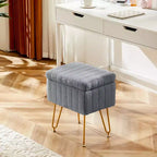 TUYOHW 16 Pouf de rangement, tabourets de coiffeuse en fausse fourrure avec 4 pieds métalliques et pieds réglables antidérapants, pouf pour salon, entrée