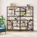 Lantine Bookshelf, Bibliothèques étagères industrielles à 8 niveaux, étagères d'affichage de 195 cm de haut, étagère en bois avec cadre métallique pour bureau à domicile