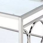 Table basse Royal Hampton de 47 pouces, plateau en verre, étagère inférieure en miroir, accents métalliques