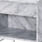 Table d'appoint Royal Hampton en faux marbre avec finition chromée, blanc