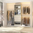 Besiost 25 - 96 W Closet System with Mirror, Closet Organizer Cystem with Shelves