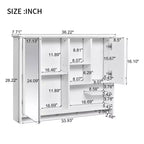 MAYEERTY Armoire à pharmacie murale de 36 pouces, meuble de rangement pour salle de bain avec porte miroir et étagère réglable, blanc