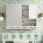 MAYEERTY Armoire à pharmacie murale de 36 pouces, meuble de rangement pour salle de bain avec porte miroir et étagère réglable, blanc
