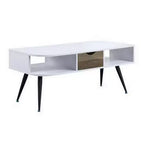 Table Royal Hampton avec plateau en placage mélaminé et 1 tiroir, blanc