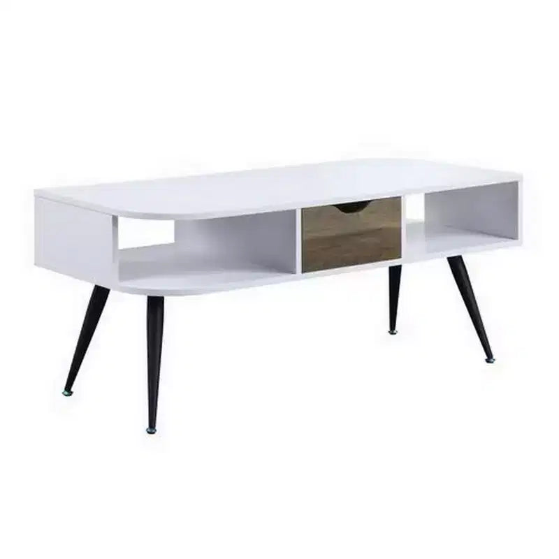 Table Royal Hampton avec plateau en placage mélaminé et 1 tiroir, blanc