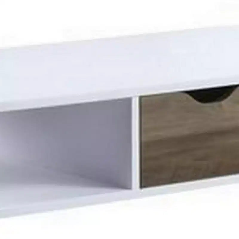 Table Royal Hampton avec plateau en placage mélaminé et 1 tiroir, blanc