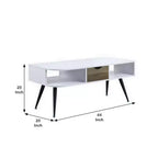 Table Royal Hampton avec plateau en placage mélaminé et 1 tiroir, blanc