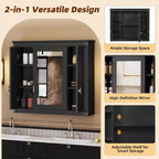 MAYEERTY Armoire murale de salle de bain avec miroir, armoire à pharmacie murale avec 4 étagères Noir