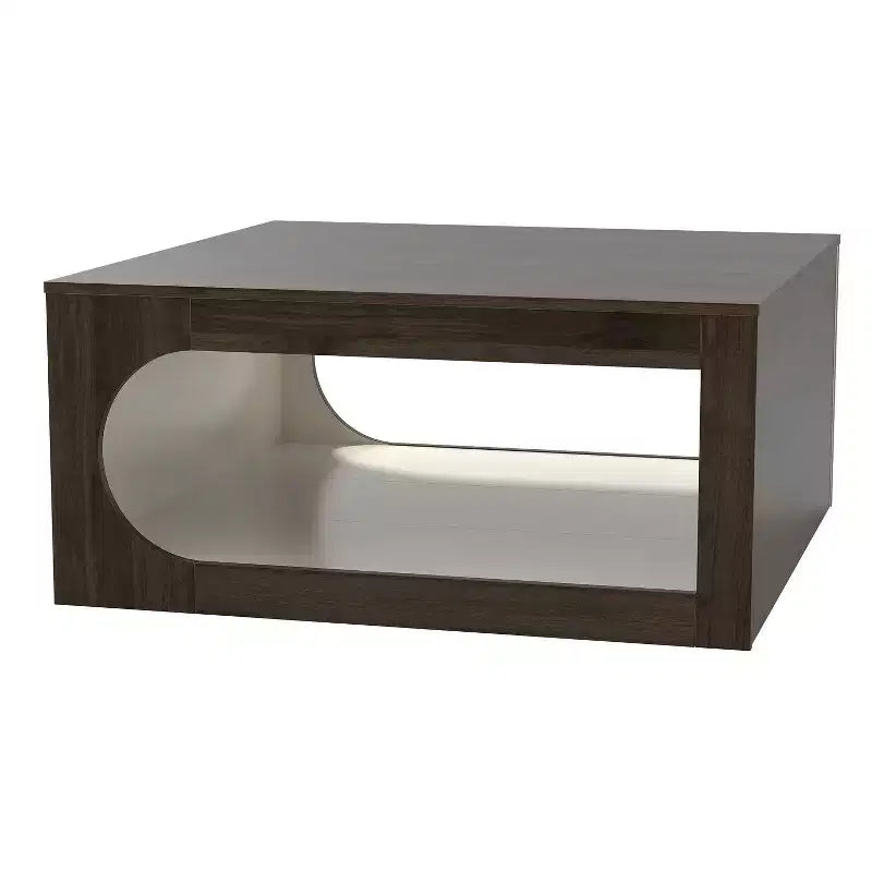 Table basse carrée Galano avec étagère de rangement à découpe incurvée 34,8 L x 34,8 P x 16,1 H
