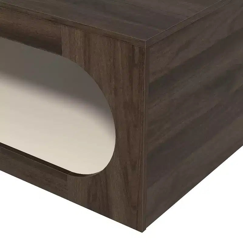 Table basse carrée Galano avec étagère de rangement à découpe incurvée 34,8 L x 34,8 P x 16,1 H