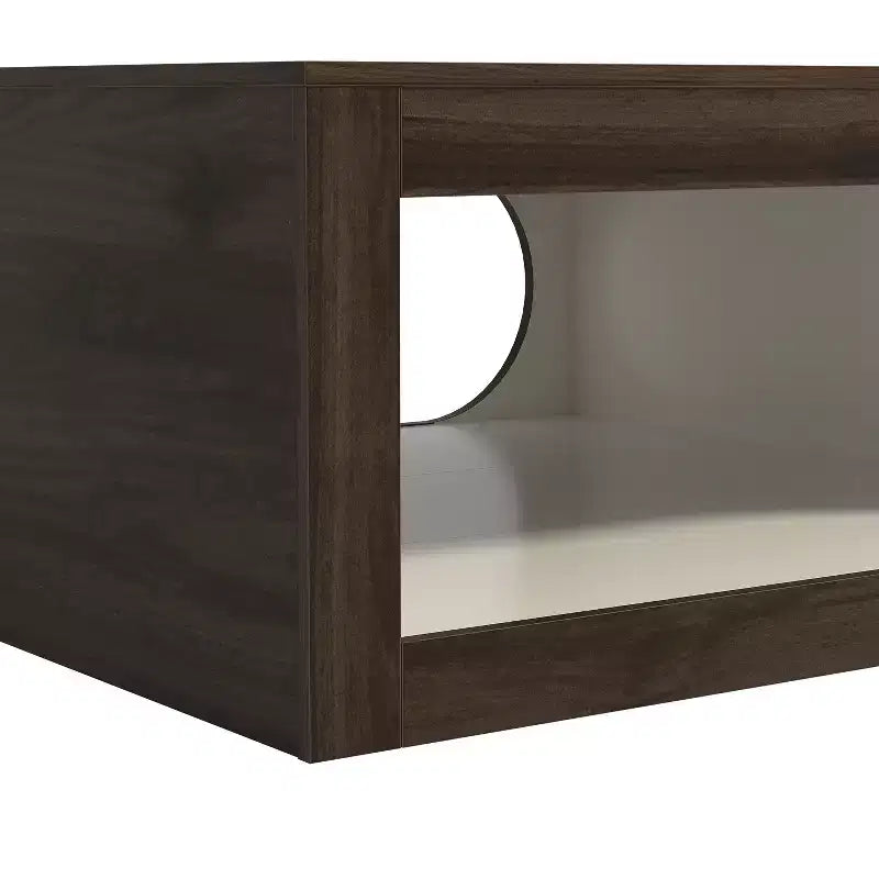 Table basse carrée Galano avec étagère de rangement à découpe incurvée 34,8 L x 34,8 P x 16,1 H