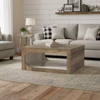 Table basse carrée Galano avec étagère de rangement à découpe incurvée 34,8 L x 34,8 P x 16,1 H
