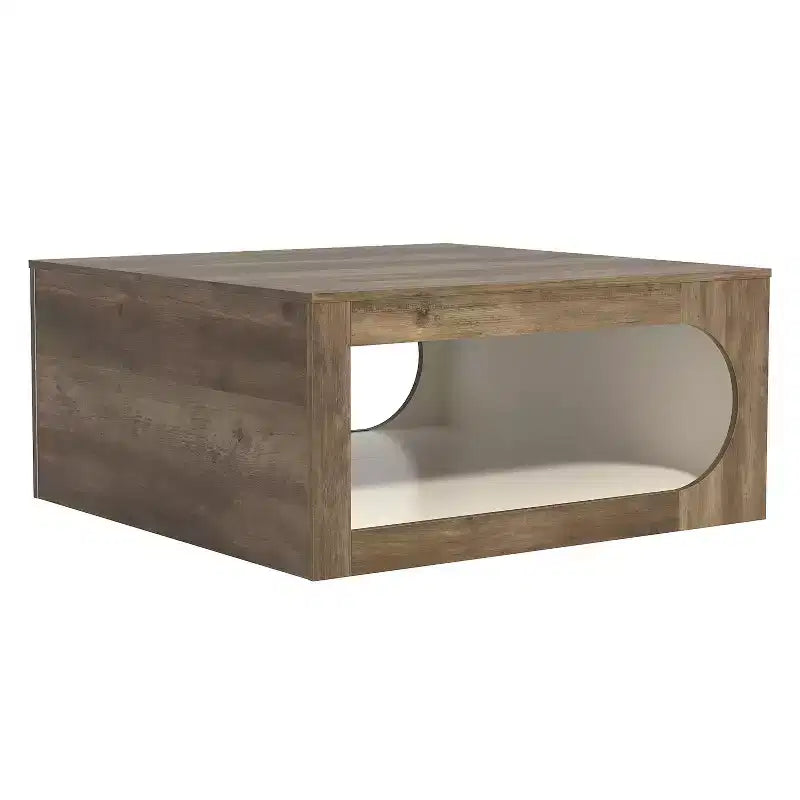 Table basse carrée Galano avec étagère de rangement à découpe incurvée 34,8 L x 34,8 P x 16,1 H