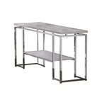 Royal Hampton Sofa Table with Rectangular Tabletop and Open Bottom Shelf,Silver and Brown