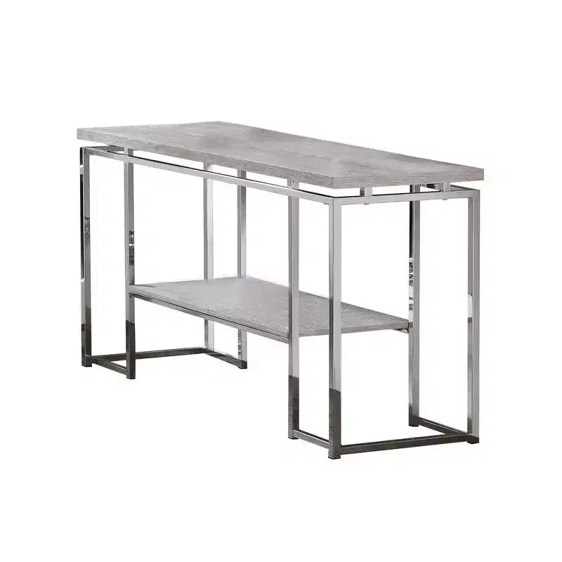 Royal Hampton Sofa Table with Rectangular Tabletop and Open Bottom Shelf,Silver and Brown