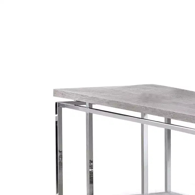Table basse Royal Hampton avec plateau rectangulaire et étagère inférieure ouverte, argent et marron