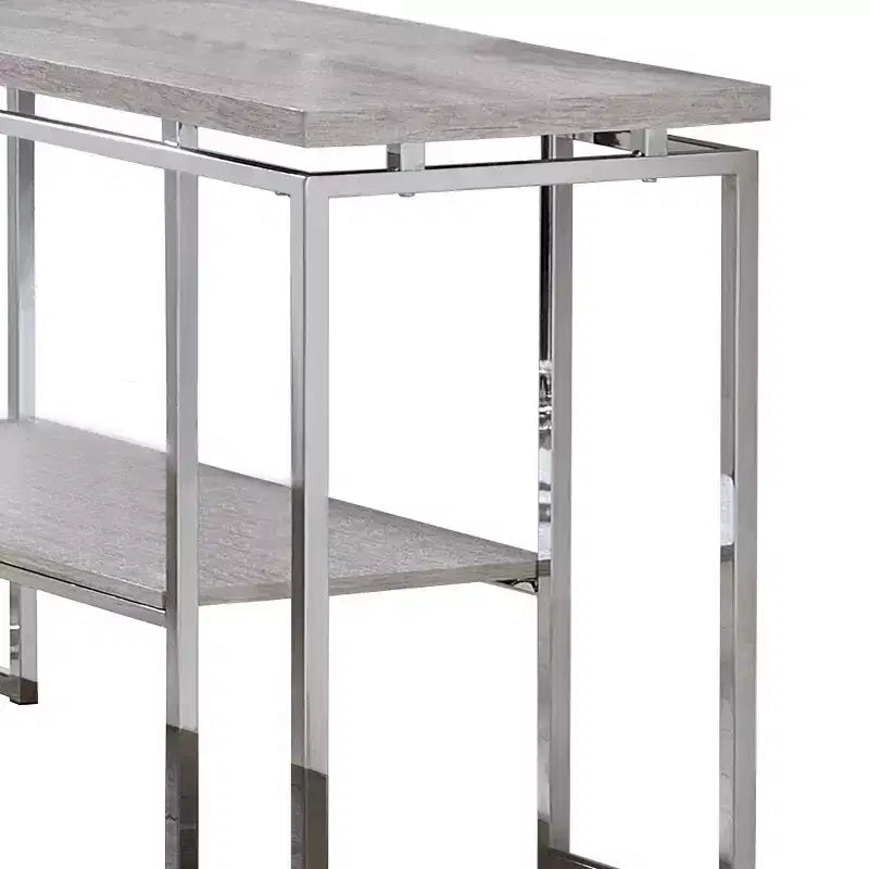 Table basse Royal Hampton avec plateau rectangulaire et étagère inférieure ouverte, argent et marron