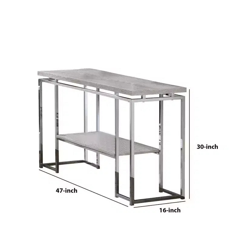 Table basse Royal Hampton avec plateau rectangulaire et étagère inférieure ouverte, argent et marron