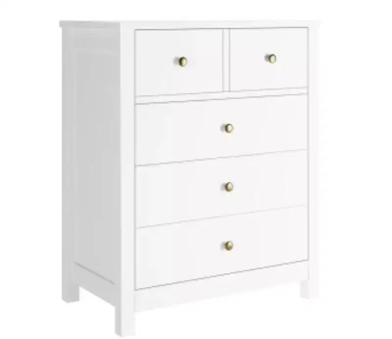 5-Drawer Storage Chest - White, Bedroom/Kids Room
