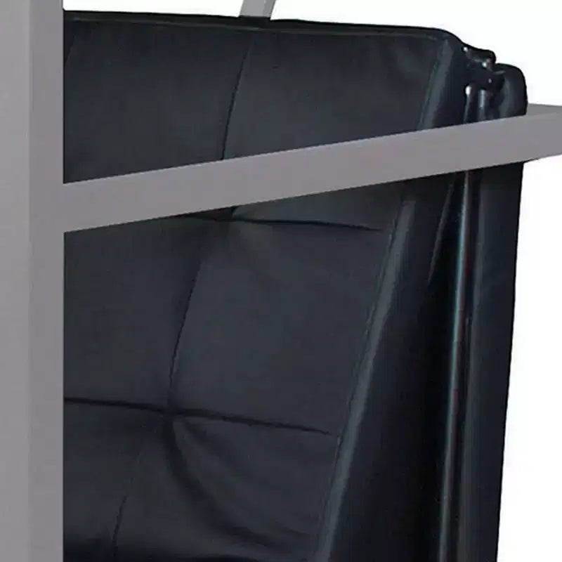 Futon en métal Royal Hampton avec détails capitonnés en similicuir et roulettes, noir