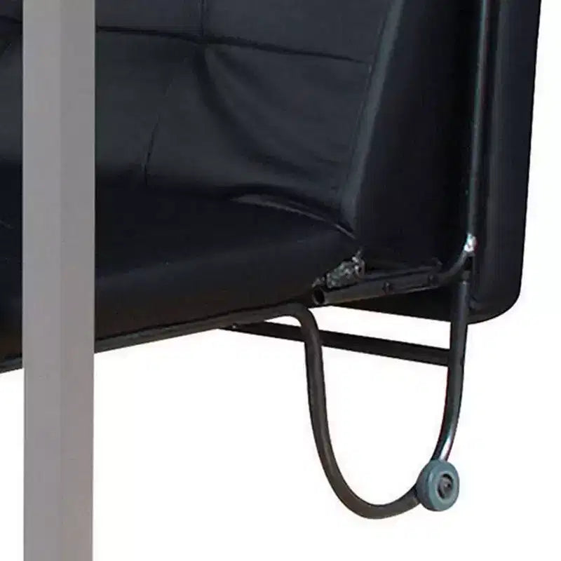 Futon en métal Royal Hampton avec détails capitonnés en similicuir et roulettes, noir