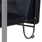 Futon en métal Royal Hampton avec détails capitonnés en similicuir et roulettes, noir