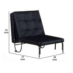 Futon en métal Royal Hampton avec détails capitonnés en similicuir et roulettes, noir