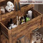 Grand garde-manger de 170 cm, armoire de rangement en bois avec portes vitrées, meuble de rangement pour salle de bain, vitrine pour salon et cuisine