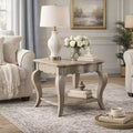 Royal Hampton Wooden End Table with Lower Shelf in Antique Taupe Silver Finish