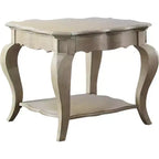 Table d'appoint en bois Royal Hampton avec étagère inférieure, finition taupe argent vieilli