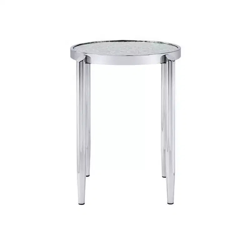 Table d'appoint Royal Hampton avec pieds tubulaires arrondis et plateau en verre dépoli, argenté