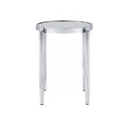 Table d'appoint Royal Hampton avec pieds tubulaires arrondis et plateau en verre dépoli, argenté