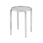 Table d'appoint Royal Hampton avec pieds tubulaires arrondis et plateau en verre dépoli, argenté