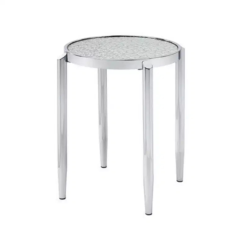 Table d'appoint Royal Hampton avec pieds tubulaires arrondis et plateau en verre dépoli, argenté